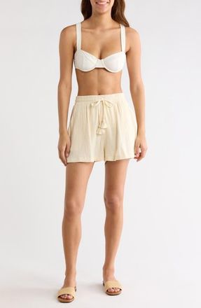 Elan Flowy Cotton Cover-Up Skort in Natural at Nordstrom, Size X-Large