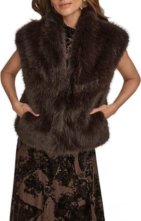 DKNY Faux Fur Vest in Chocolate Plum at Nordstrom, Size Large