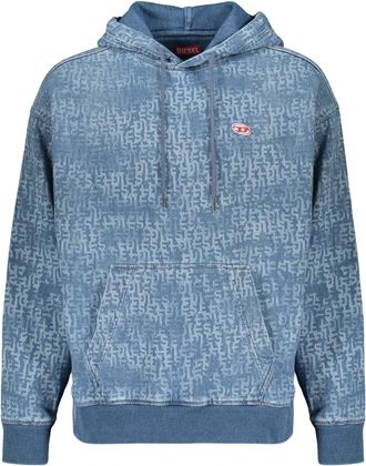 Diesel D-Um-Rib Track Denim Hoodie - Heren - Hoodies - Blauw - XL - Denim - Hoodies & sweatvesten