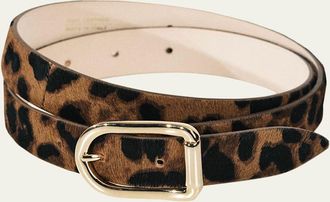 D&eacute;hanche Mija Animal-Print Calf Hair Belt