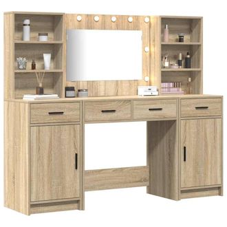 Berkfield Home Elegant 3 Piece Dressing Table Set Somoma Oak Engineered Wood in Beige