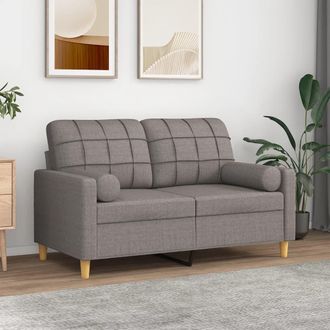 vidaXL Sof&aacute; De 2 Plazas Con Cojines Tela Gris Taupe 120 Cm Vidaxl
