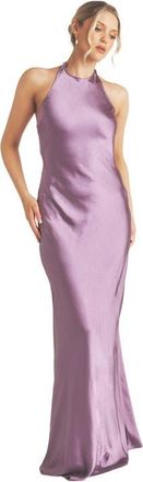 Six Stories Racer Neck Satin Bridesmaid Dress in Orchid at Nordstrom, Size 10