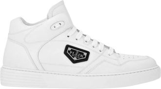 Philipp Plein Nappa Leather Mid Top Sneakers - unisex - Sneakers - Wit - 39 EU - Leer - Schoenen
