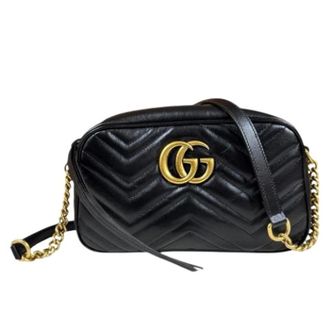 Gucci Pre-owned GG Marmont Shoulder Bag - Dames - Pre-owned - Zwart - Maat: ONE Size Leer