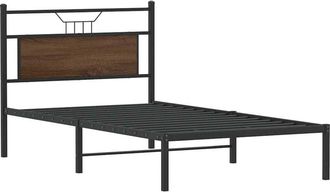 vidaXL Bed Frame without Mattress Brown Oak 107x203 cm Engineered Wood Vidaxl