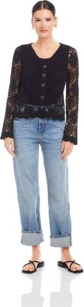 Fifteen Twenty Nelly Crochet Soft Jacket In Black