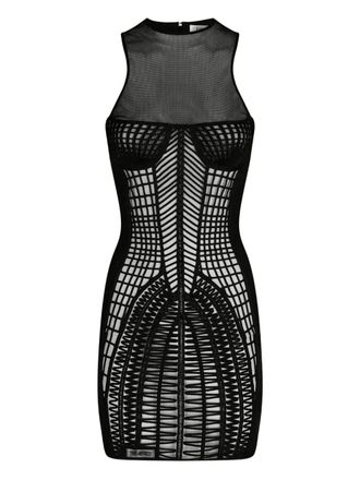 The Attico Mesh mini-jurk - Zwart