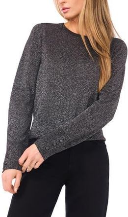 Halogen Rhinestone Button Sweater in Dark Black Lurex at Nordstrom Rack, Size X-Small P
