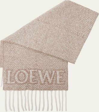 Loewe Logo Fringe Wool-Blend Scarf