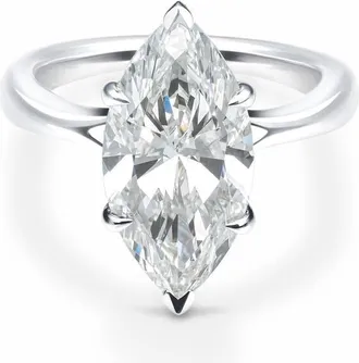 Grown Brilliance 5 Carat Marquise Lab Grown Solitaire Diamond Engagement Ring in 14K White Gold, F Color, VS Clarity