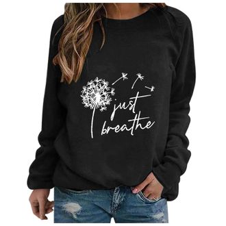 Generic Hoodies for Women Y2k Dandelion Sweatshirt Casual Crewneck Loose Pullover Tops Long Sleeve Graphic Tee Shirt 2024 Fall New