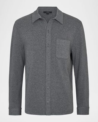 Vince Mens Knit Cotton-Blend Button-Down Shirt