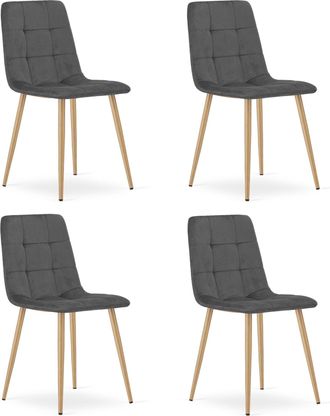 OEM Silla Kara - Terciopelo Gris Oscuro / Patas Color Madera X 4