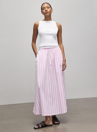 Contemporaine Womens Striped lightweight poplin maxi skirt