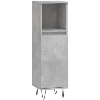 vidaXL Armario de baño madera contrachapada gris hormigón 30x30x100 cm Vidaxl