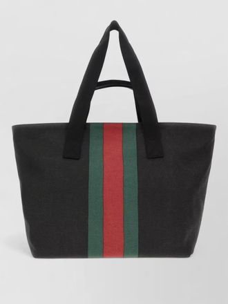Gucci positano canvas tote bag striped handles