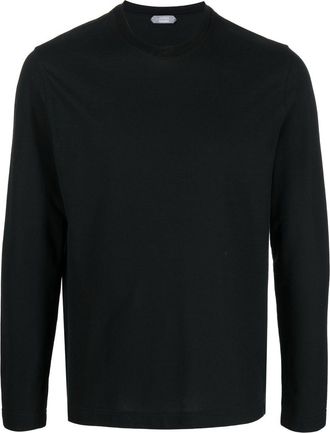 Zanone long-sleeved cotton T-shirt - men - Cotton - 54 - Black