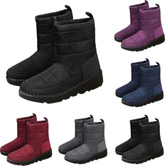 Generic High Top Boots for Women Winter Snow Boots Warm Comfortable Faux Fur Lined Booties Casual Slip on Mid-Calf Boot Thickened Insulated Waterproof Outdoor
