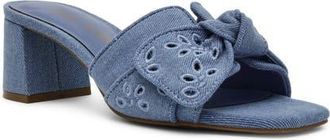 Anne Klein Kizmet Bow Slide Sandal in Denim at Nordstrom, Size 6.5