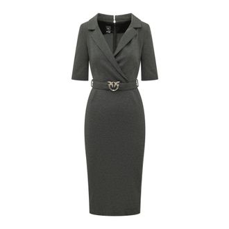 Pinko Arnebia Abito Punto - Dames - Casual kleedjes - Grijs - 2XL - Polyester - Kleedjes