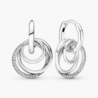 Pandora Encircled Sterling Silver Hoop Earrings
