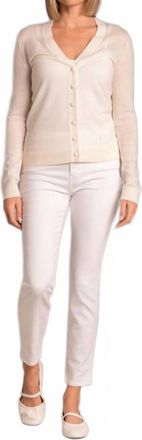 N&deg;21 V-Neck Full Length Cardigan In Ivory