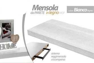 Trade Shop Trade Shop - Mensola Parete Legno Reggimensola Scomparsa Bianco 40x25x4cm Kit Montaggio 790775