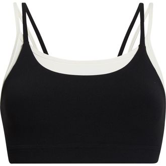 SPLITS59 Elliah Airweight Double Layer Sports Bra in Black/White at Nordstrom, Size X-Small