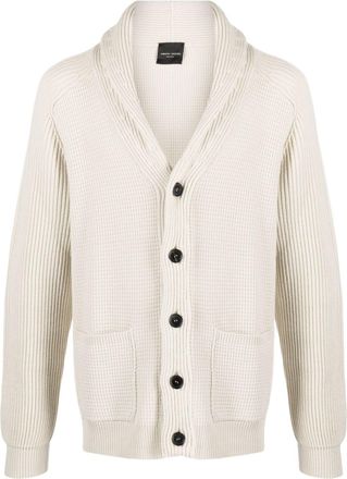 Roberto Collina waffle-knit merino cardigan - men - Merino - 48 - Neutrals