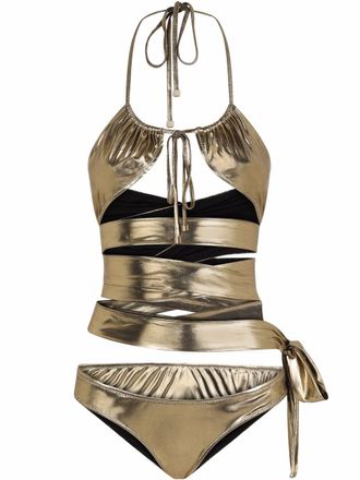 Dolce & Gabbana wraparound halterneck bikini - women - Elastane/Nylon - 1 - Metallic