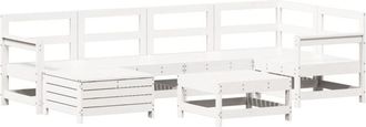 vidaXL 7 Piece Garden Sofa Set White Solid Wood Pine Vidaxl