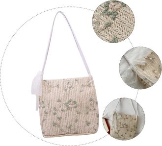 Yardwe Woven Shoulder Bag Lightweight Beach Woven Bag Capacity Handbag for Women Casual Vacation Tote for Shopping Travel Daily Use