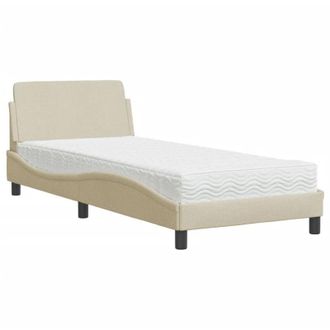 vidaXL Cama Con Colch&oacute;n Tela Color Crema 90x190 Cm Vidaxl