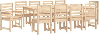 vidaXL Juego De Comedor De Jard&iacute;n 11 Piezas Madera Maciza De Pino Vidaxl