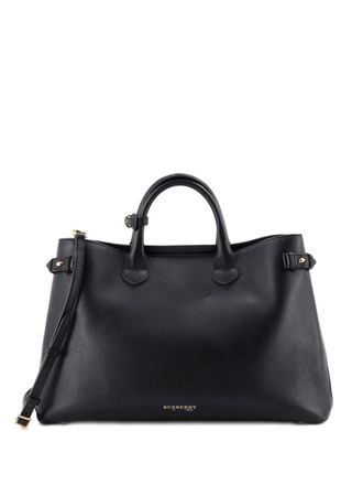 Burberry Banner Leather and House Check Canvas Large tote bag - Black