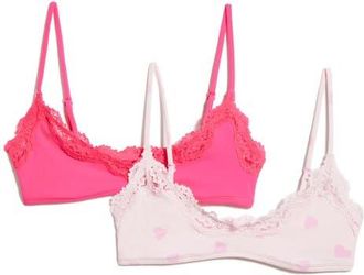 SKIMS Fits Everybody Assorted 2-Pack Lace Bralettes in Flamingo And Heart Breaker at Nordstrom, Size X-Large