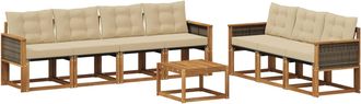 vidaXL Conjunto De Sof&aacute;s De Exterior 8 Uds. Natural Y Beige Vidaxl