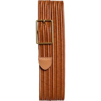 Open Edit Jesse Woven Stretch Leather Belt in Saddle- Gold at Nordstrom, Size 44