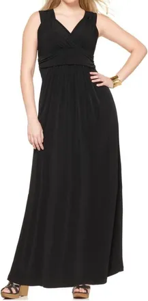 NY Collection Sleeveless Ruched Empire Dress - Plus Size In Black