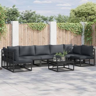 Berkfield Home Garden Sofa Set 8 pcs Black 70 x 70 x 32 cm Aluminium