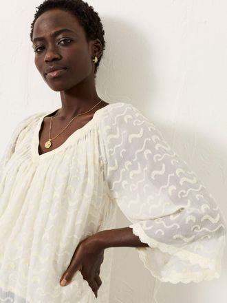 Fat Face FatFace Millie Ivory Regular Embroidered Blouse