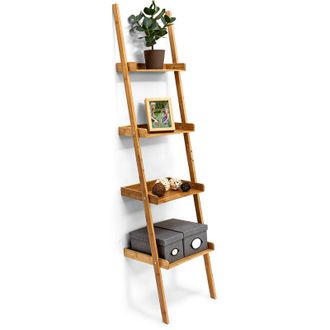 Relaxdays Scaffale a Scala, Mobile Contenitore in Bambù, Libreria con 4 Ripiani, Cucina, hlp 176 x 44 x 37 cm, Naturale - Relaxdays