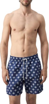 Mango Print Swim Trunks in Indigo Blue at Nordstrom, Size Medium