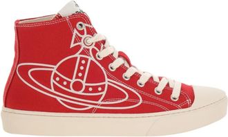 Vivienne Westwood Plimsoll High Top Canvas - Dames - Sneakers - Rood - 40 EU - Katoen - Schoenen