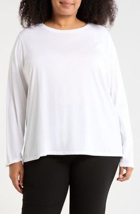 Eileen Fisher Crewneck Long Sleeve Organic Cotton T-Shirt in White at Nordstrom Rack, Size 2X