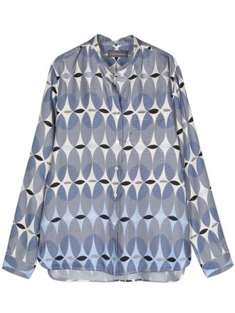 Lorena Antoniazzi Camicia con motivo monogramma - Blu