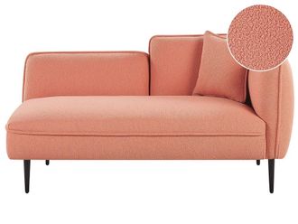 Beliani Chaise longue derecho boucl&eacute; rosa melocot&oacute;n