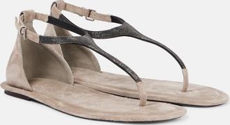 Brunello Cucinelli Sandali infradito Monili in suede