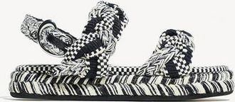 Amambaih Maria Flatform Sandals in Ivory Black at Nordstrom, Size 40